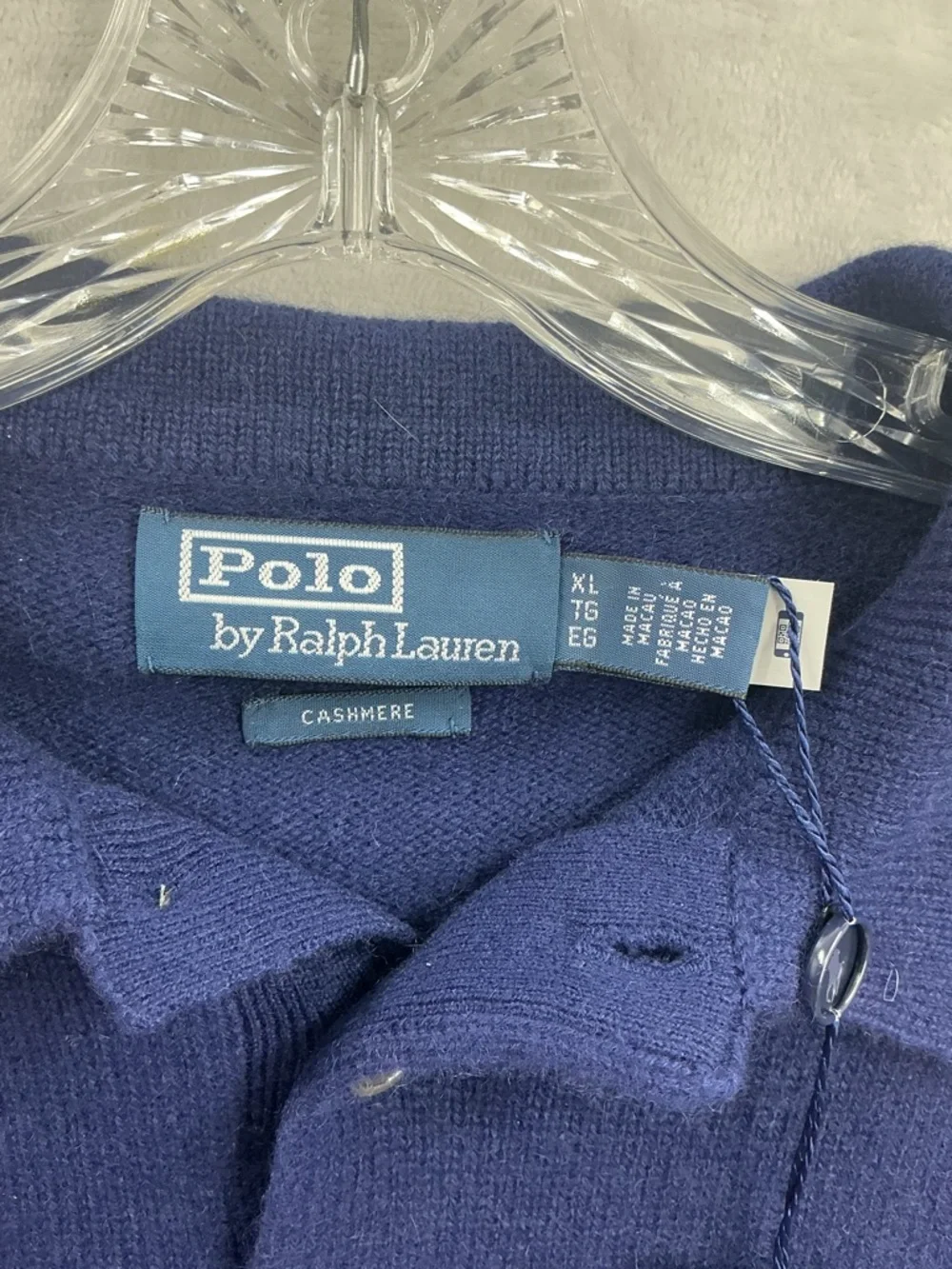 NWT 100% cashmere Polo Ralph Lauren Men's Long-Sleeve Polo in Navy 839